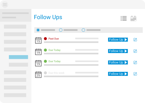 Due and past due follow-ups and other tasks.