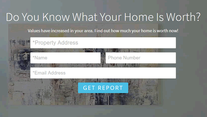 Custom lead capture forms for real estate squeeze pages