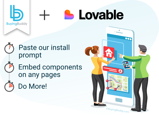 Adding Buying Buddy to a Lovable app: install the package, add the provider, add widgets.