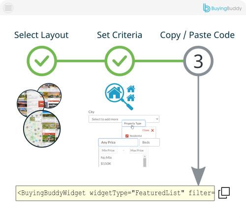 Configuring a Buying Buddy widget in Bolt with type and filter to display MLS properties.