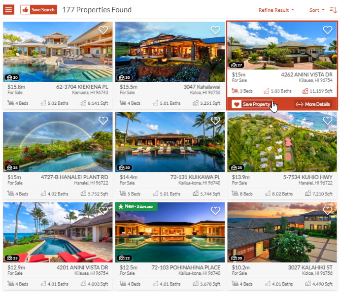 MLS property listings displayed in a grid layout inside a Bolt React app.
